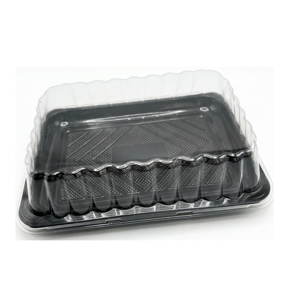 Charola Negra Rectangular con Tapa