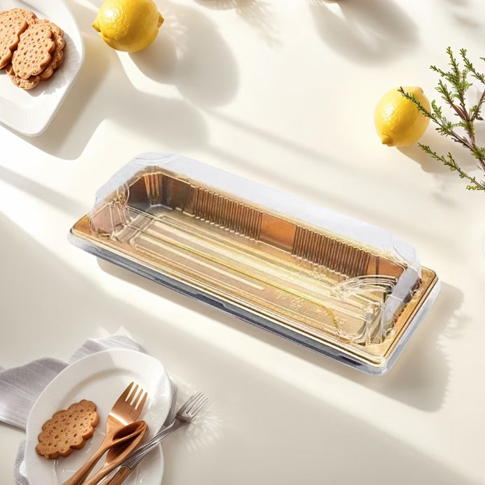 Charola Dorada Rectangular con Tapa
