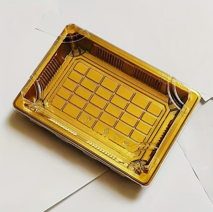 Charola Dorada Rectangular con Tapa