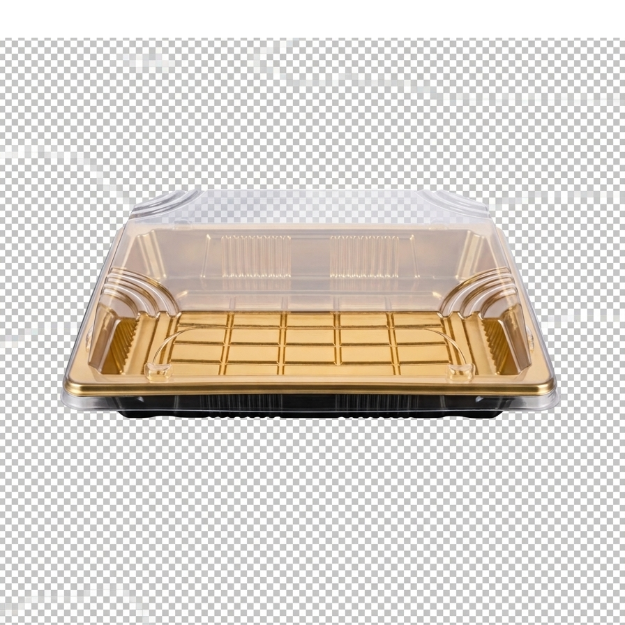Charola Dorada Rectangular con Tapa